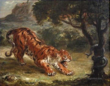 虎 Painting - 虎と蛇 by ユージーン